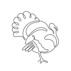 Turkey bird continuous line vector illustration