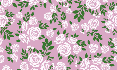 Fototapeta na wymiar Seamless vintage bright magenta floral pattern background.