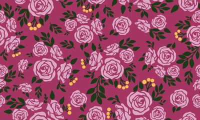 Seamless beautiful floral pattern, green leafy flower.