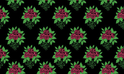 Seamless beautiful floral pattern, green leafy flower.