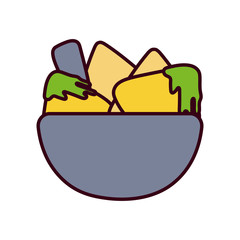 Isolated mexican nachos inside bowl vector design