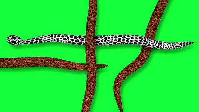 snakes crawling against a green screen-animation in 2d