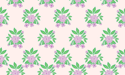 Wallpaper vintage purple floral pattern bakground, green leaves.