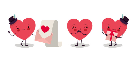 Happy valentines heart cartoons vector design
