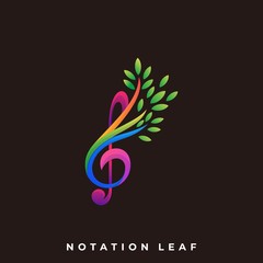 Leaf Music Icon Application Illustration Vector Template
