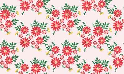 Elegant bright red flower, abstract floral pattern background.