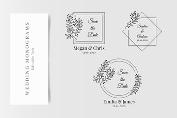 Set of Elegant Wedding Monograms, Initial Logo Creator