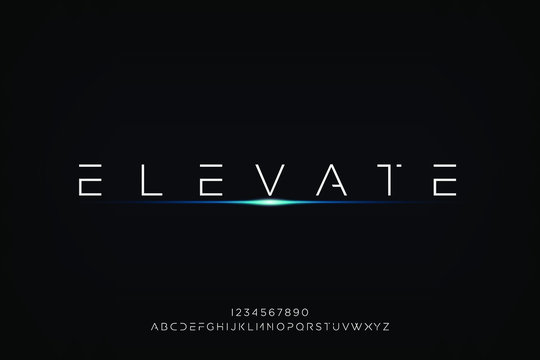 elevate. Abstract technology futuristic alphabet font. digital space typography vector illustration design