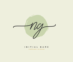 N G NG Beauty vector initial logo, handwriting logo of initial signature, wedding, fashion, jewerly, boutique, floral and botanical with creative template for any company or business.