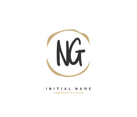 N G NG Beauty vector initial logo, handwriting logo of initial signature, wedding, fashion, jewerly, boutique, floral and botanical with creative template for any company or business.