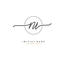 N I NI Beauty vector initial logo, handwriting logo of initial signature, wedding, fashion, jewerly, boutique, floral and botanical with creative template for any company or business.