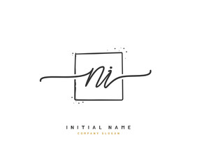 N I NI Beauty vector initial logo, handwriting logo of initial signature, wedding, fashion, jewerly, boutique, floral and botanical with creative template for any company or business.