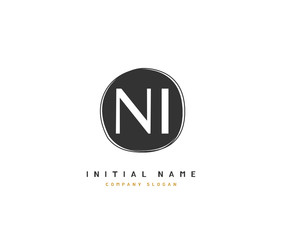 N I NI Beauty vector initial logo, handwriting logo of initial signature, wedding, fashion, jewerly, boutique, floral and botanical with creative template for any company or business.