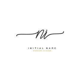 N I NI Beauty vector initial logo, handwriting logo of initial signature, wedding, fashion, jewerly, boutique, floral and botanical with creative template for any company or business.