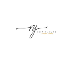 N J NJ Beauty vector initial logo, handwriting logo of initial signature, wedding, fashion, jewerly, boutique, floral and botanical with creative template for any company or business.