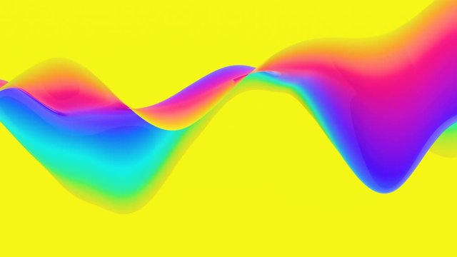 Modern creative abstract video with wave. Bright colors. Trendy fashion design. 3d render animation.  Fresh summer background.