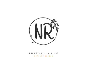 N R NR Beauty vector initial logo, handwriting logo of initial signature, wedding, fashion, jewerly, boutique, floral and botanical with creative template for any company or business.