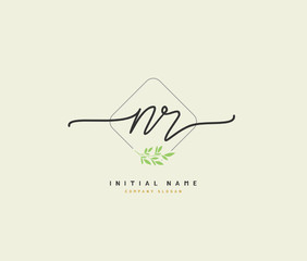 N R NR Beauty vector initial logo, handwriting logo of initial signature, wedding, fashion, jewerly, boutique, floral and botanical with creative template for any company or business.