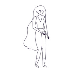 young woman cartoon character standing