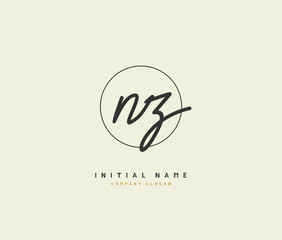 N Z NZ Beauty vector initial logo, handwriting logo of initial signature, wedding, fashion, jewerly, boutique, floral and botanical with creative template for any company or business.