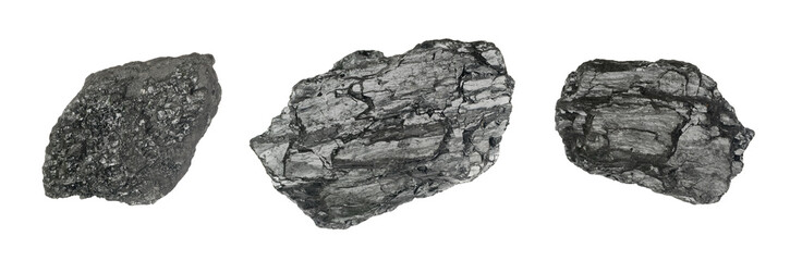 Natural black hard coal or diamond coal isolated on white