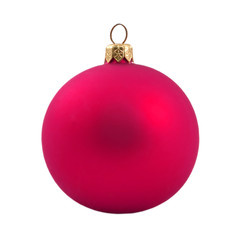 Pink dull christmas ball on white background