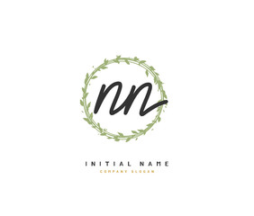 N NN Beauty vector initial logo, handwriting logo of initial signature, wedding, fashion, jewerly, boutique, floral and botanical with creative template for any company or business.
