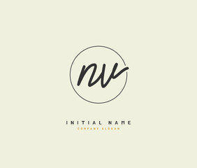 N V NV Beauty vector initial logo, handwriting logo of initial signature, wedding, fashion, jewerly, boutique, floral and botanical with creative template for any company or business.