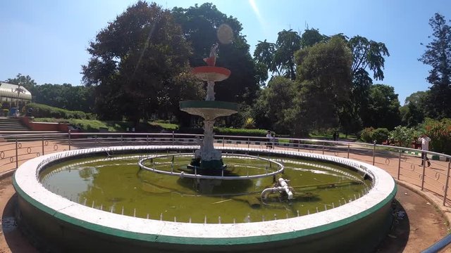 motion timelapse of a fountain in the lalbagh botonical garden, Bangalore, India