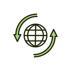 world recycle environment ecology line and fill