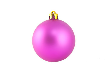 Pink dull christmas ball on white background