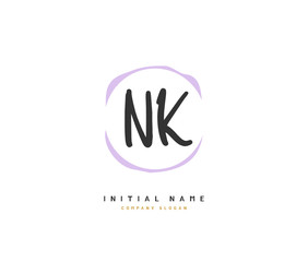 N K NK Beauty vector initial logo, handwriting logo of initial signature, wedding, fashion, jewerly, boutique, floral and botanical with creative template for any company or business.