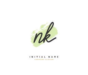 N K NK Beauty vector initial logo, handwriting logo of initial signature, wedding, fashion, jewerly, boutique, floral and botanical with creative template for any company or business.