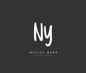 N Y NY Beauty vector initial logo, handwriting logo of initial signature, wedding, fashion, jewerly, boutique, floral and botanical with creative template for any company or business.