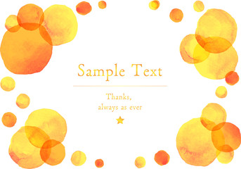 水彩_watercolor_イラスト_丸_circle_フレーム_黄色_オレンジ