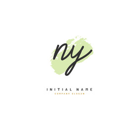 N Y NY Beauty vector initial logo, handwriting logo of initial signature, wedding, fashion, jewerly, boutique, floral and botanical with creative template for any company or business.
