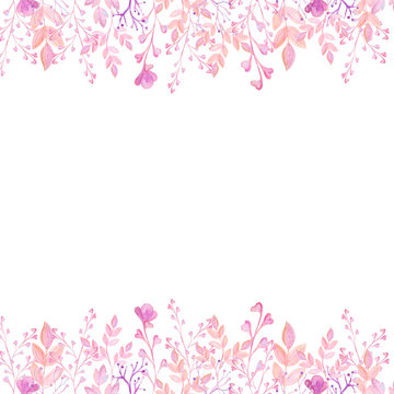 watercolor pink frame flower valentines day Border