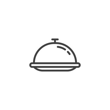 Restaurant cloche line icon. linear style sign for mobile concept and web design. Food tray outline vector icon. Symbol, logo illustration. Vector graphics