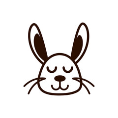 Obraz premium cute face rabbit animal cartoon icon thick line