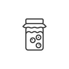 Berry jam jar line icon. linear style sign for mobile concept and web design. Jar of currant jam outline vector icon. Symbol, logo illustration. Vector graphics