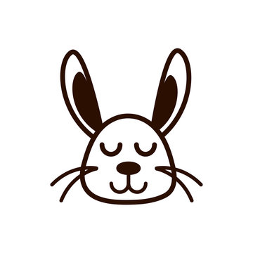 cute face rabbit animal cartoon icon thick line
