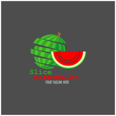 Fresh Fruit slice watermelon Logo Icon Design Template Vector Illustration isolated on black background.