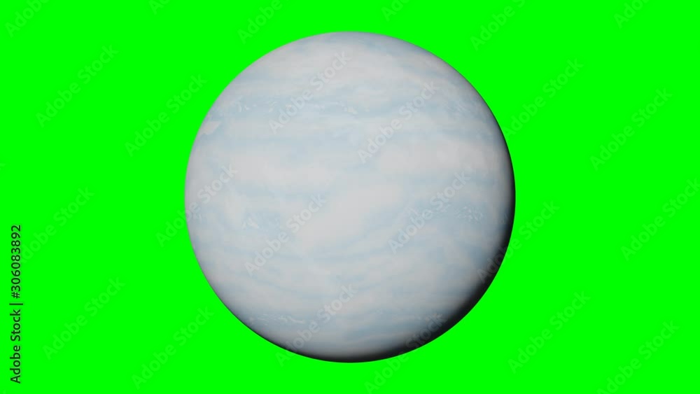 Wall mural planet uranus rotating, solar system object in outer space isolated on green screen background, 4k l