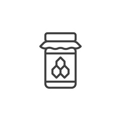 Honey Jar line icon. linear style sign for mobile concept and web design. Bee honey jar outline vector icon. Symbol, logo illustration. Vector graphics