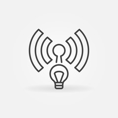 Wi-Fi Smart Light Bulb concept vector outline icon or symbol