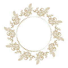 Vector vintage round dotted frame with Christmas decoration.