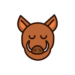 cute face wild boar animal cartoon icon