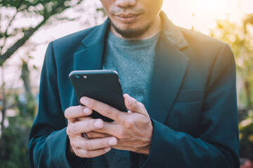 Businessman use mobile smart phone,cell phone  mobile internet technology