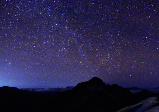 night sky with stars ;mt.tsubakurodake(Japanese mountain)  , Nagano, Japan