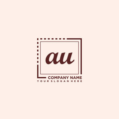AU Initial handwriting logo concept, with line box template vector